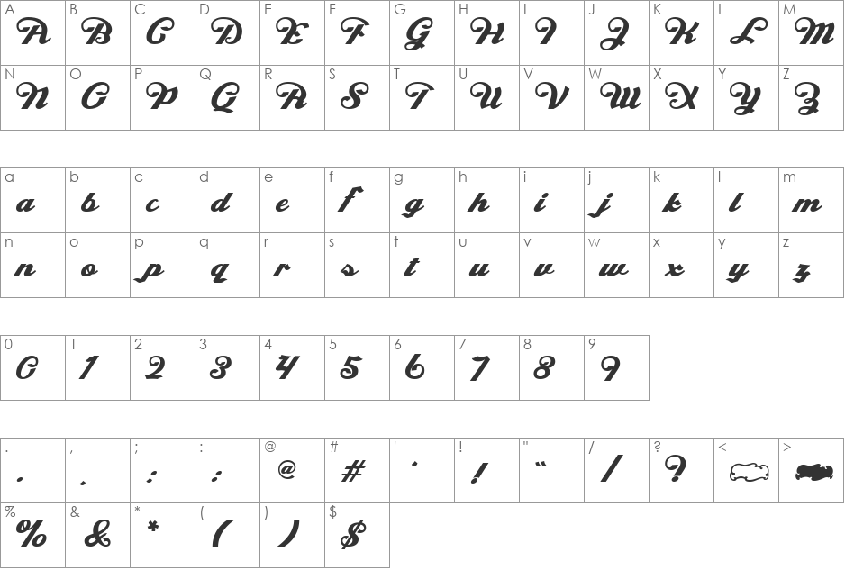 Draft Beer font character map preview