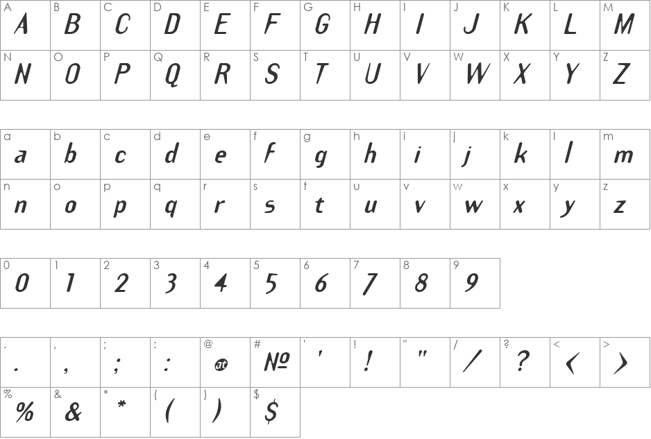 Draft Plate Black font character map preview