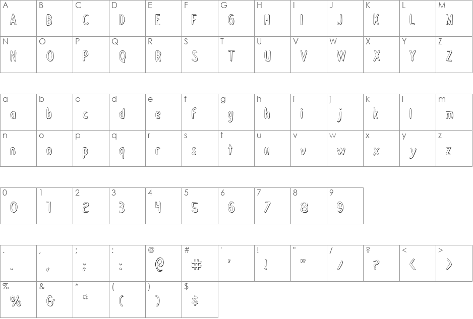 Drafting Table 3D font character map preview