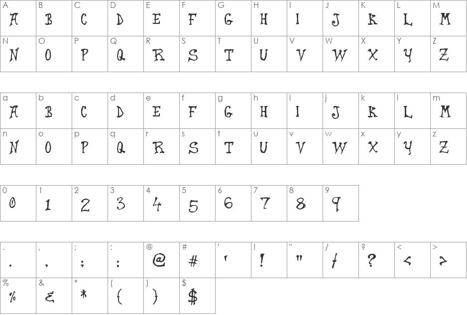 Dragon Harbour font character map preview