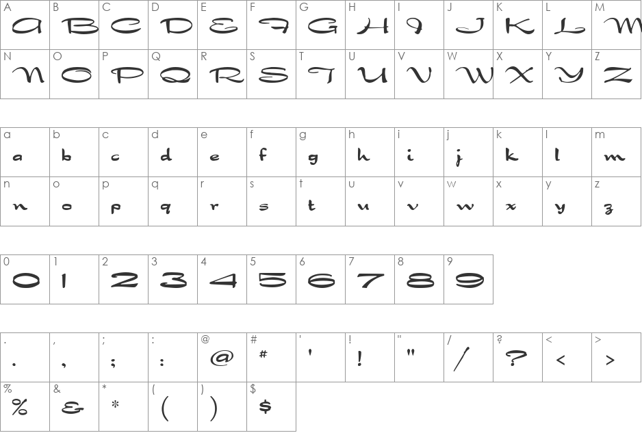 Dragonfly font character map preview