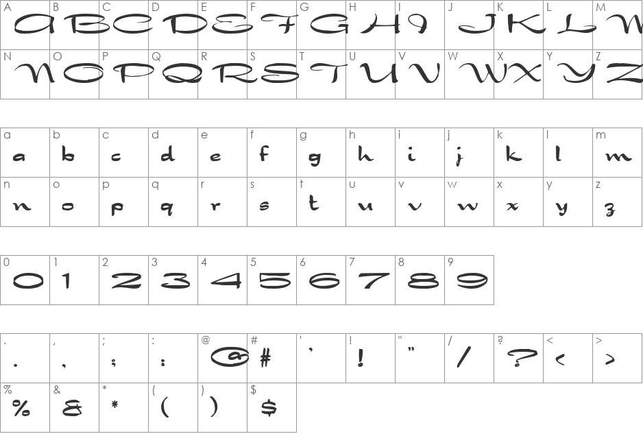 Dragonwick FG font character map preview
