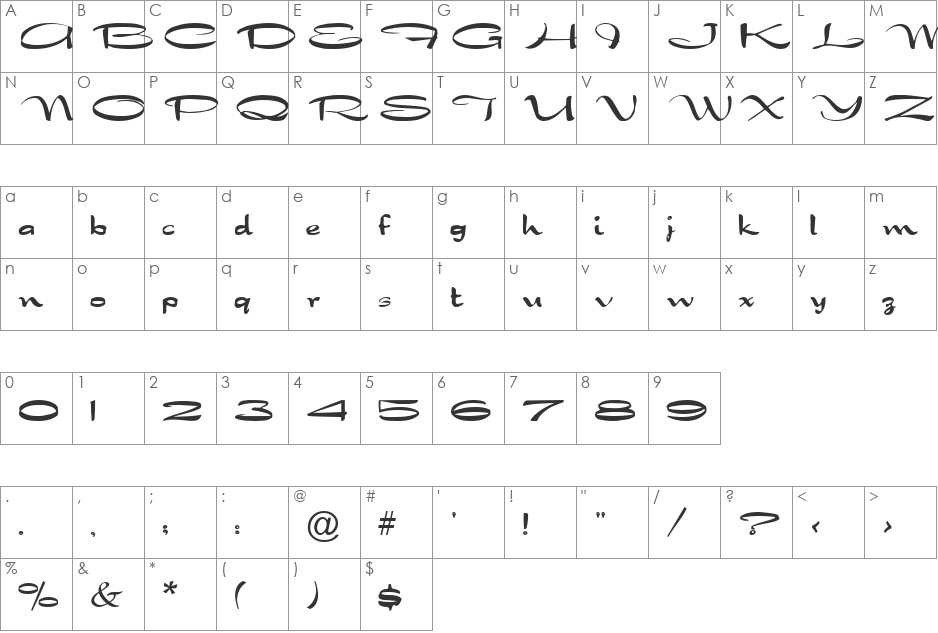 Dragonwyck font character map preview