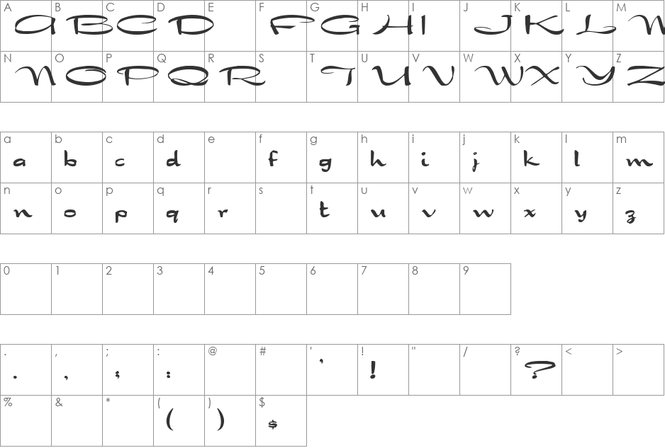 Drakkar font character map preview