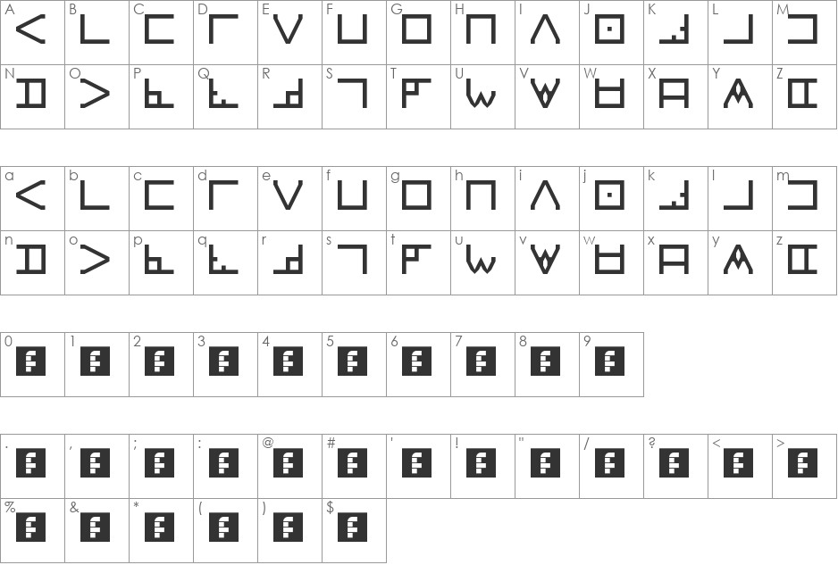 Drakkhen_Beta font character map preview