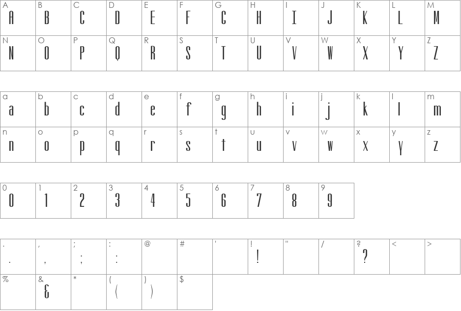 Altitude font character map preview