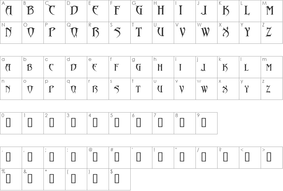 Drakon font character map preview