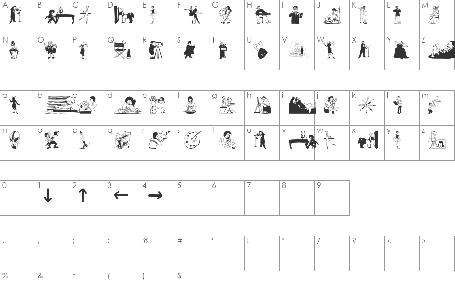 DramaticArts font character map preview