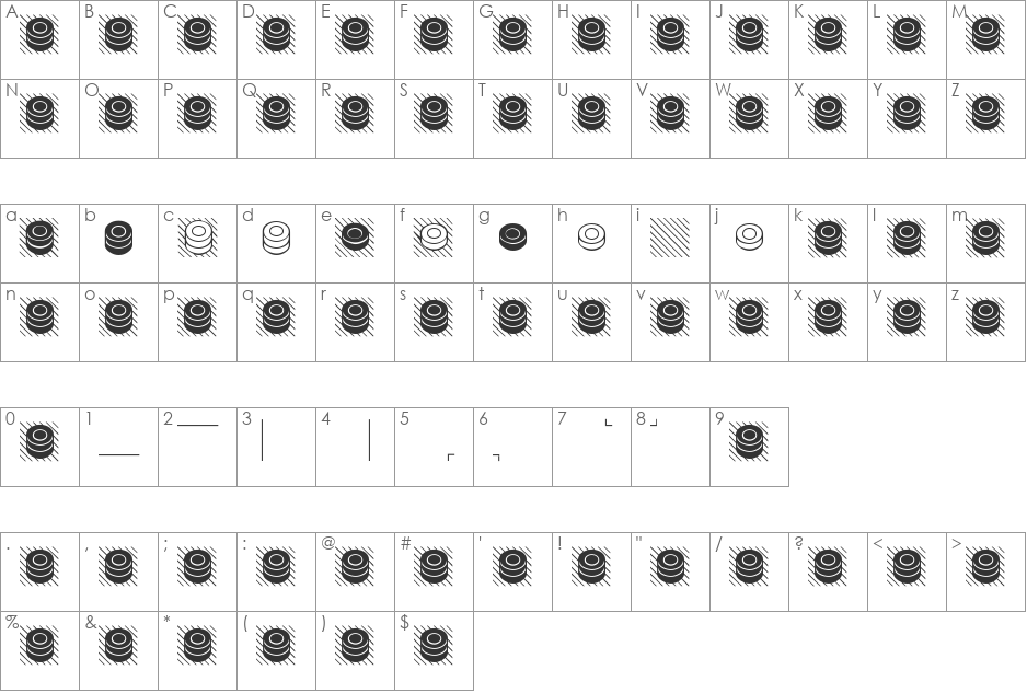 Draughts Utrecht font character map preview