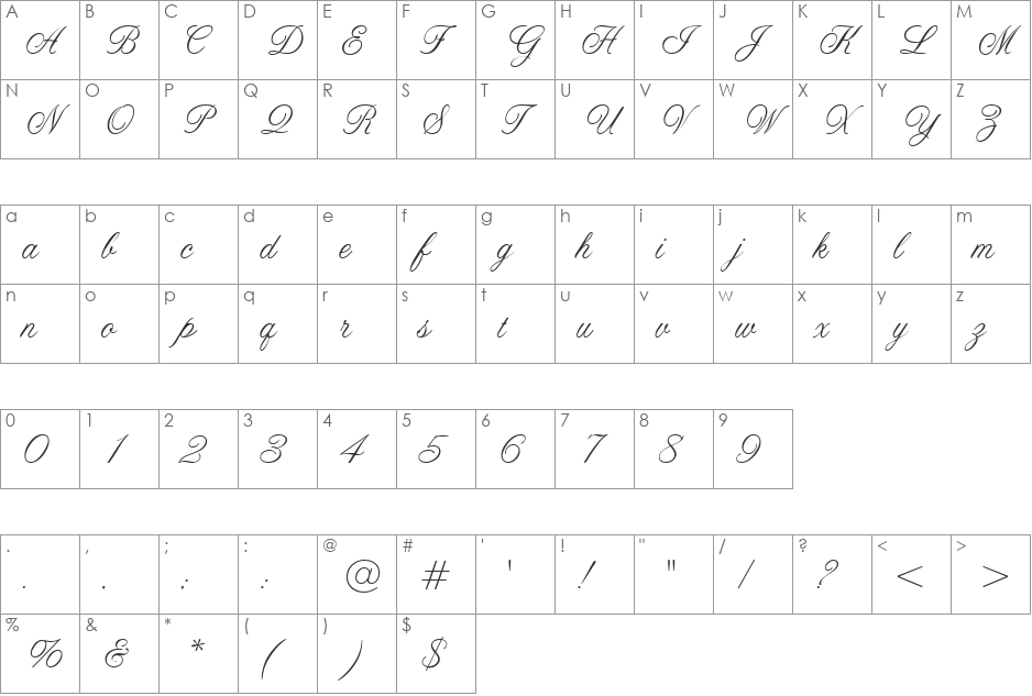 Altitude font character map preview