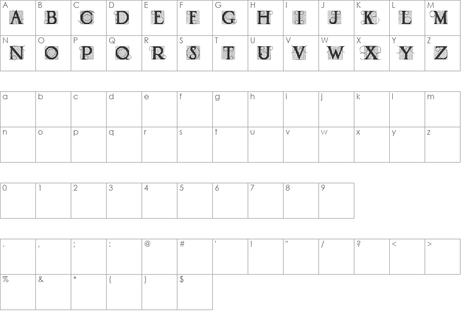 Draughtwork Demo font character map preview