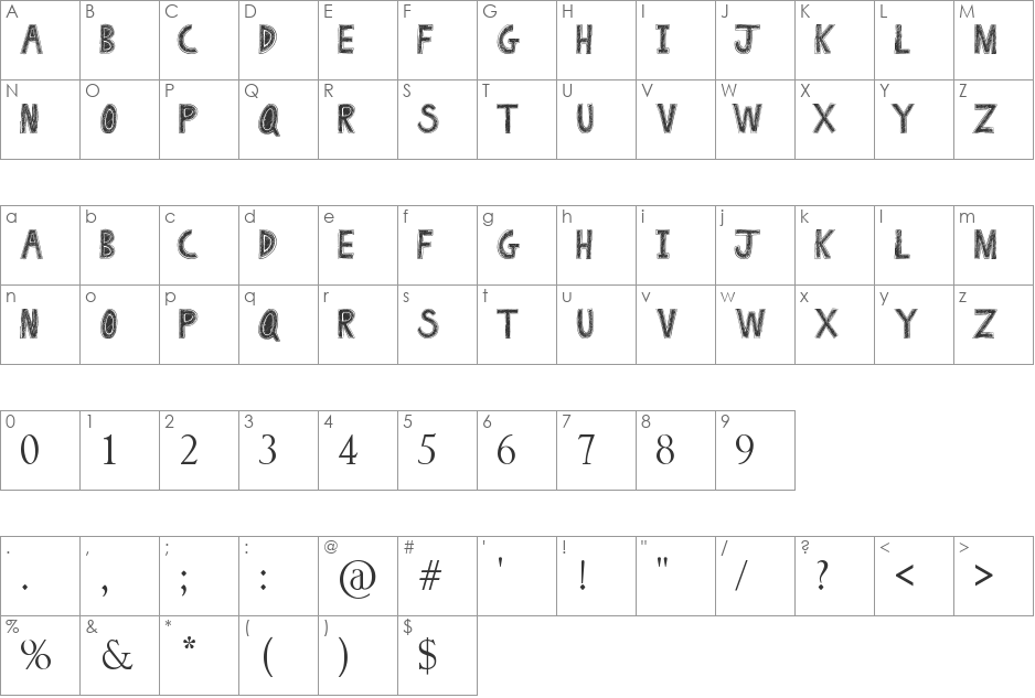 Drawing Pad font character map preview