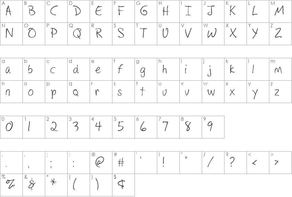 Drawing with markers font character map preview