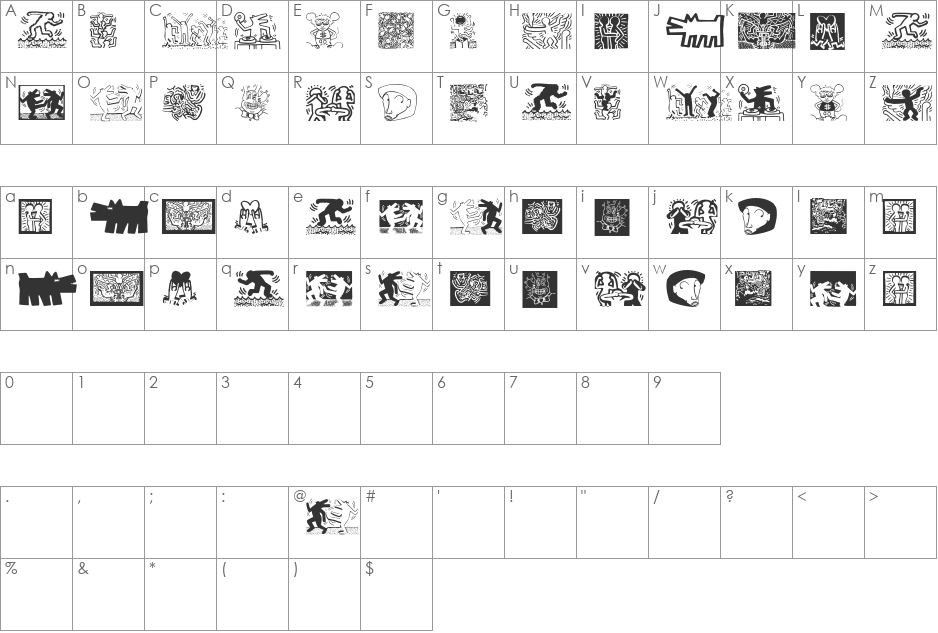 DrawingTraces font character map preview