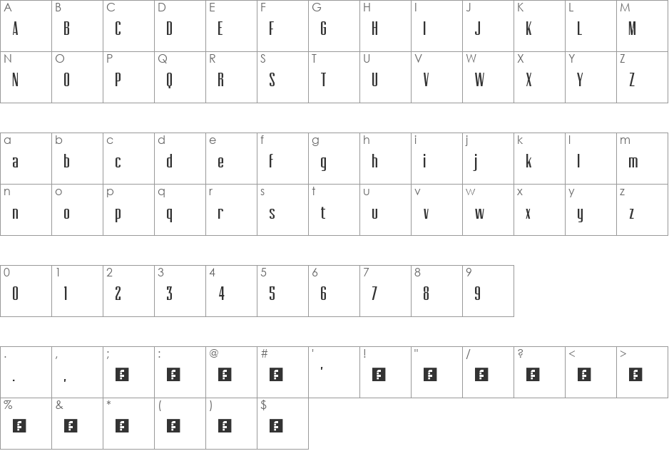 Altitudinus font character map preview
