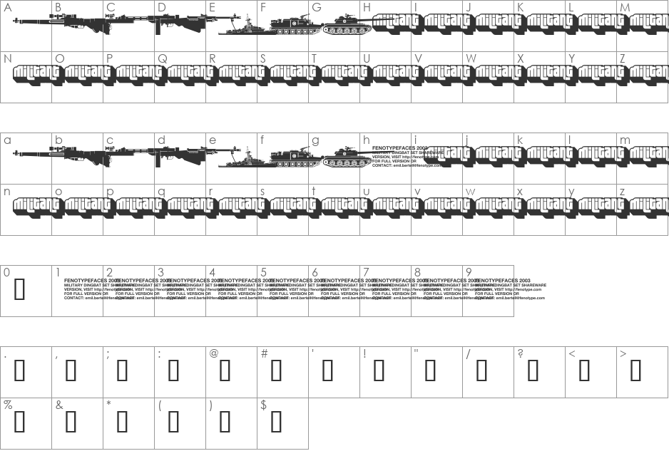 abc  font character map preview