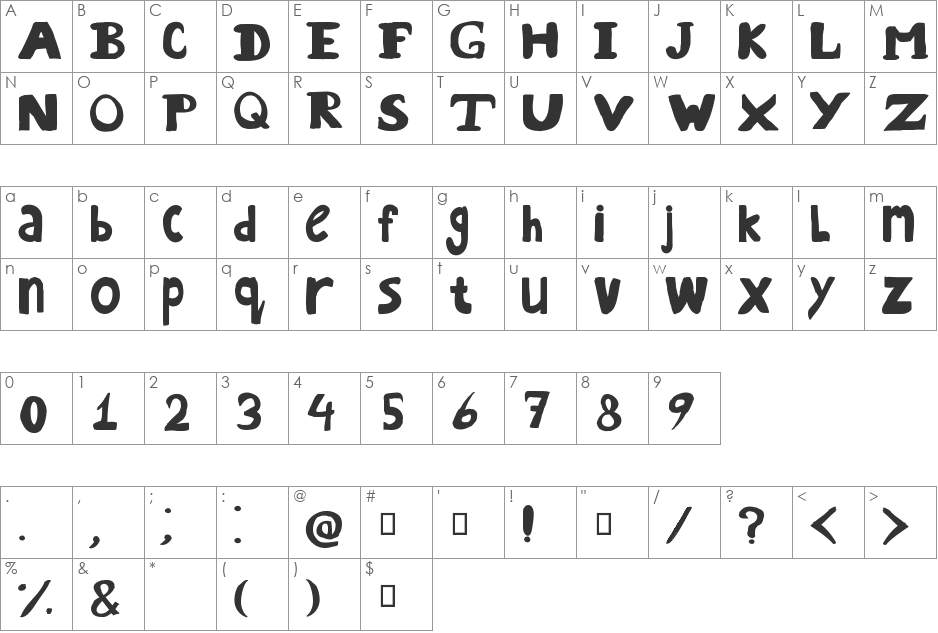 DreamDaddy font character map preview