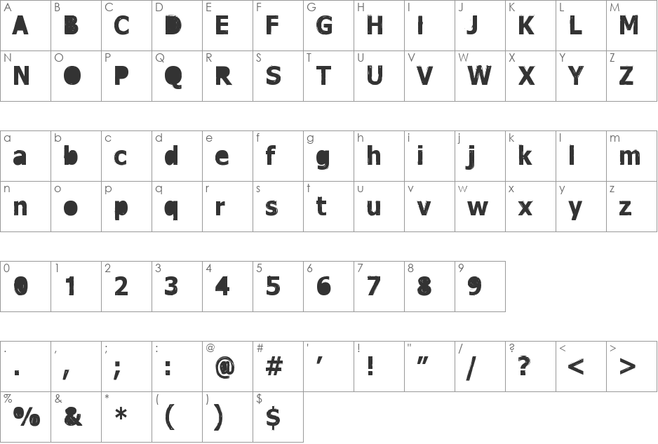 Dreamer font character map preview