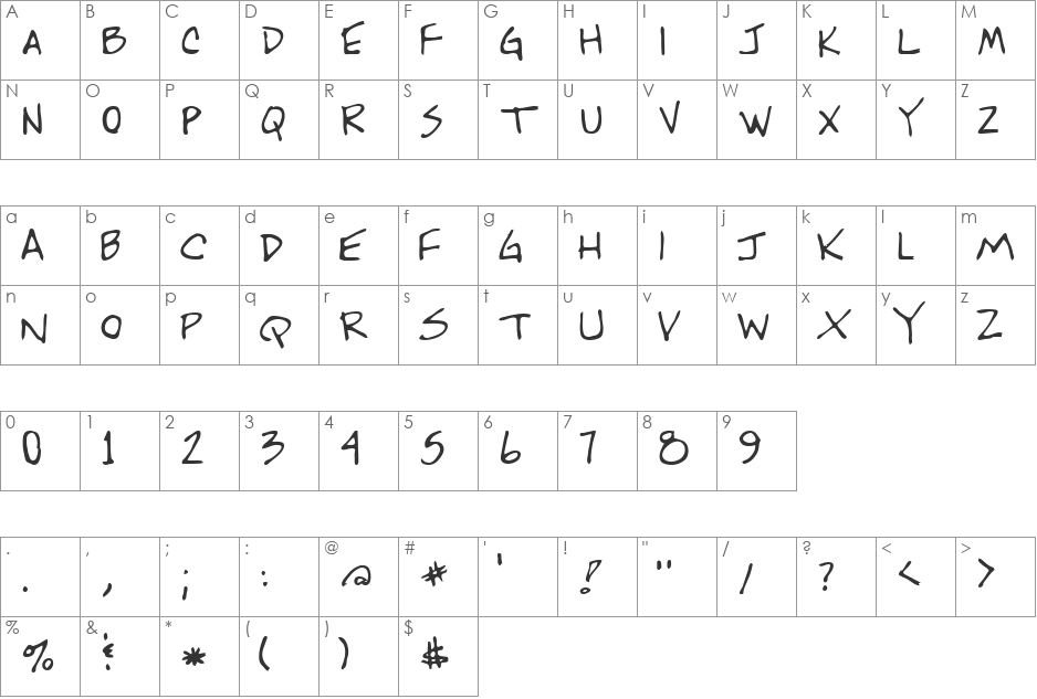 Alton font character map preview