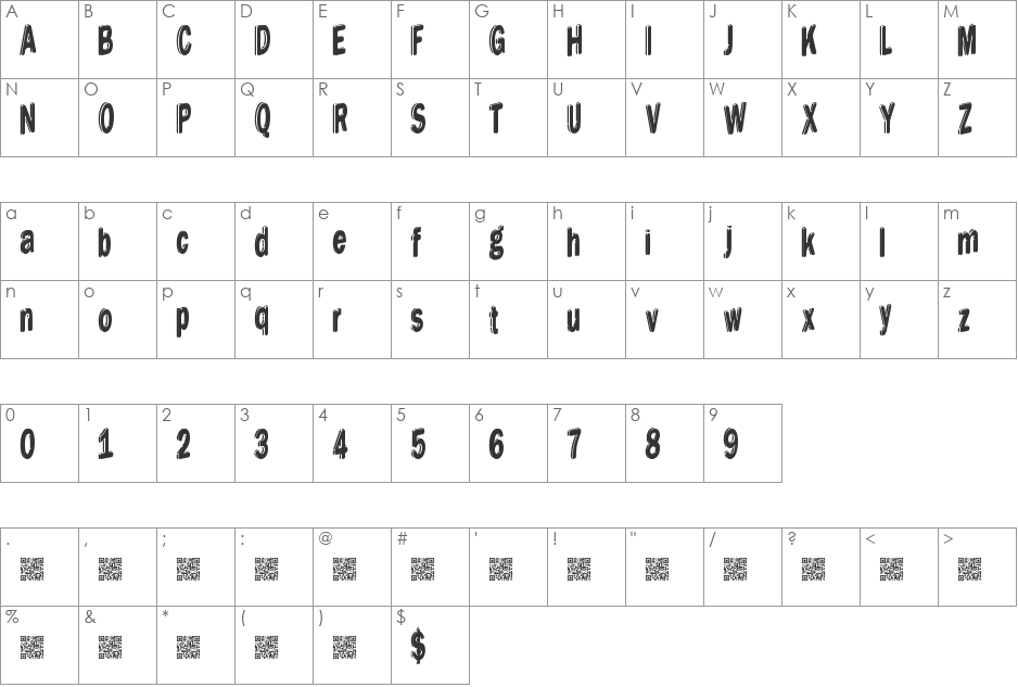 DreamStencil font character map preview