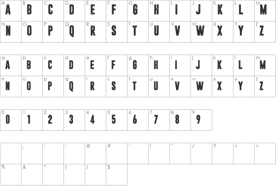 Dreamwalker font character map preview