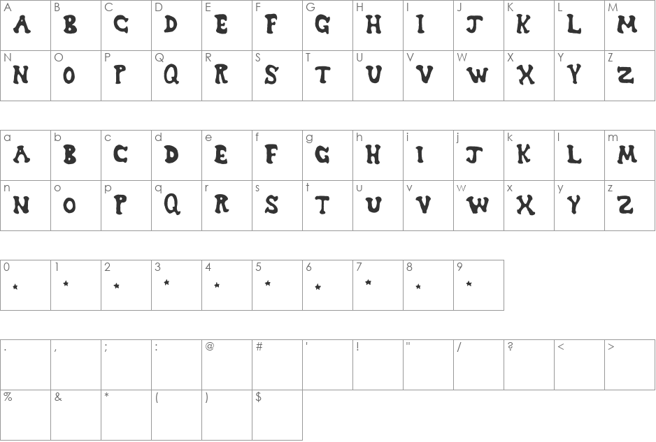 Dreamwish font character map preview