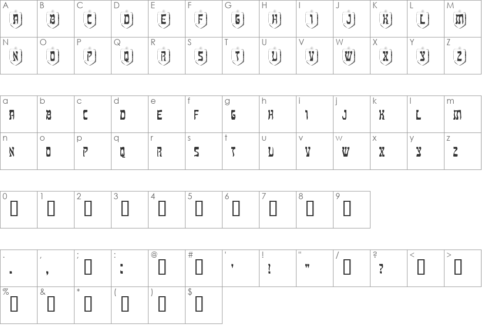 Dreidl font character map preview