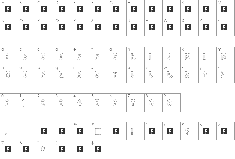drenama font character map preview