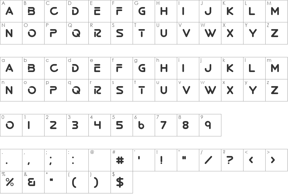 DressingForLess Beta font character map preview