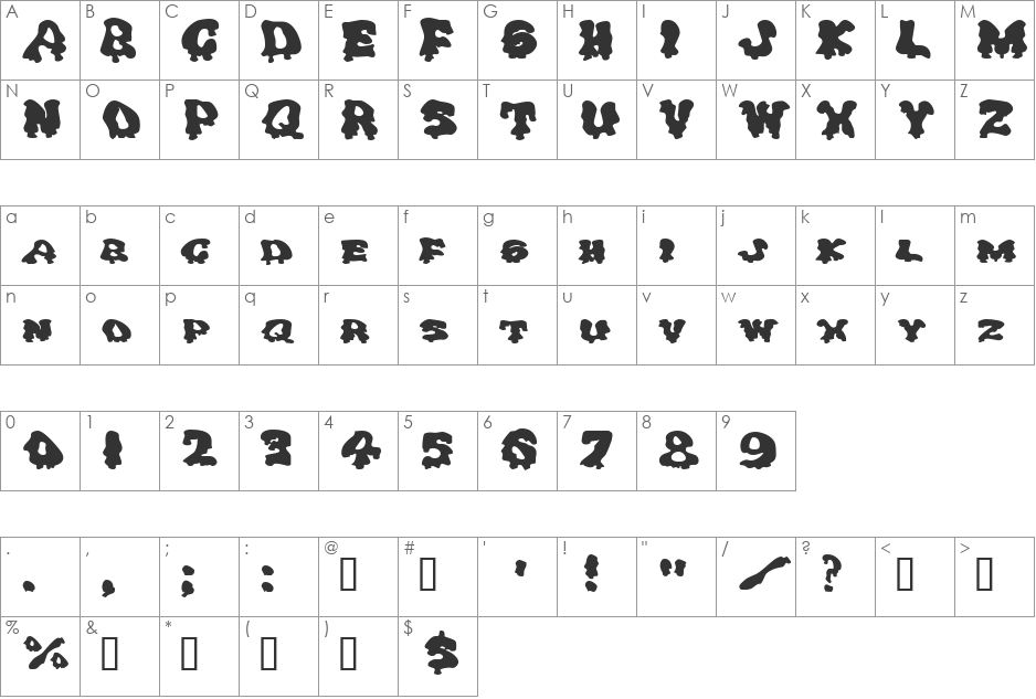 DrippingGooExtended font character map preview