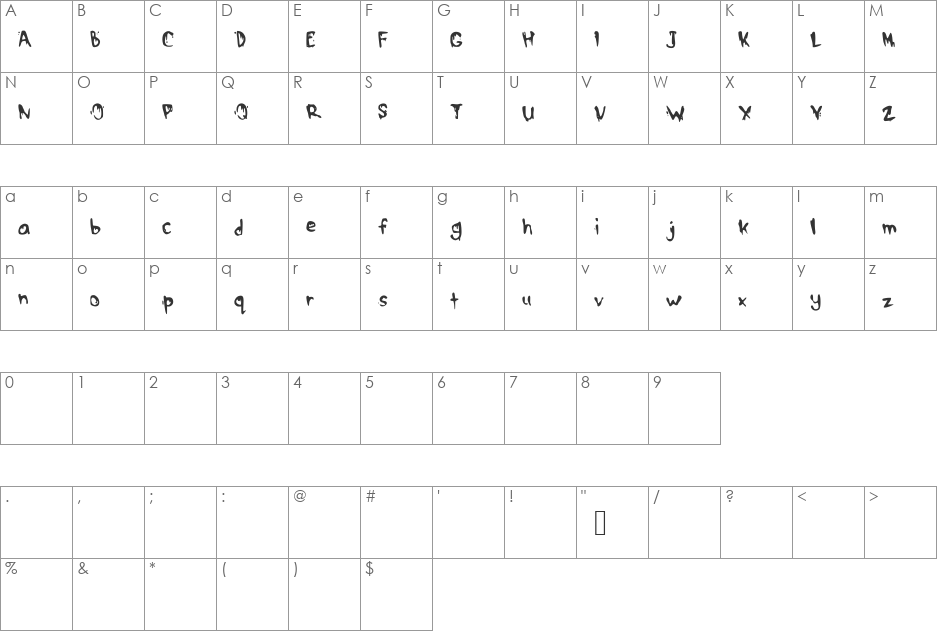 DrippyMcDrip font character map preview