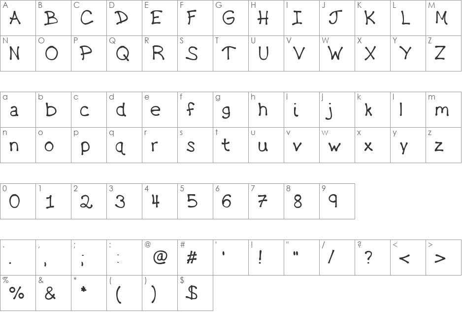 DrippyPlums font character map preview