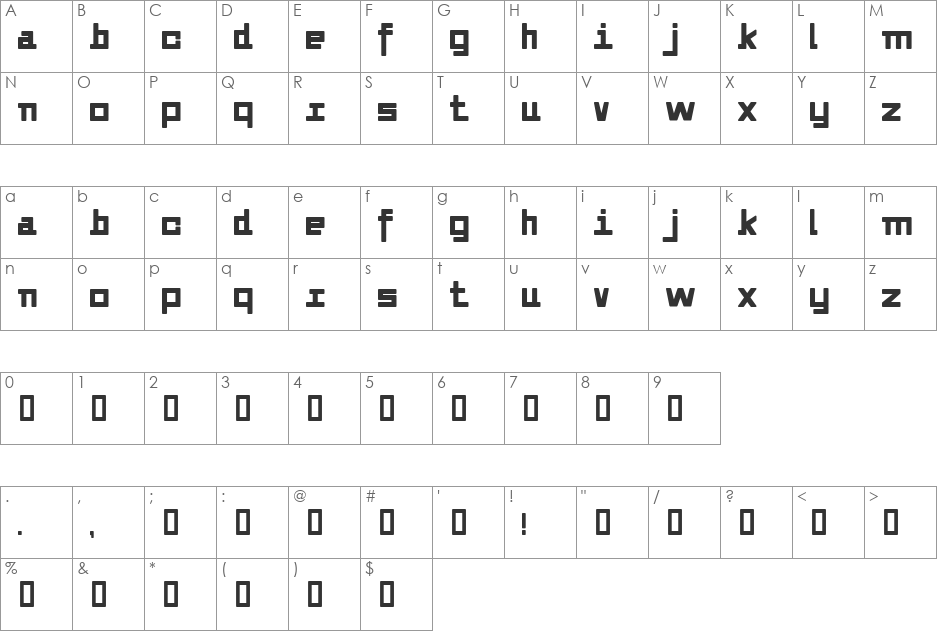 Alvedon font character map preview
