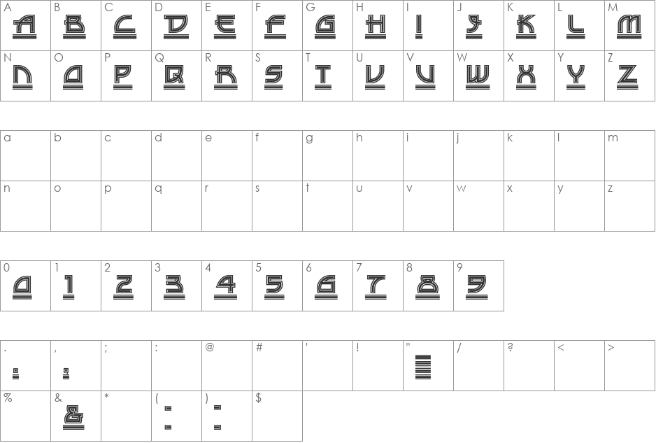 Drive-Thru font character map preview