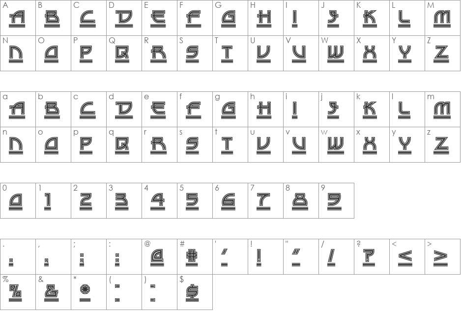 DriveThru NF font character map preview