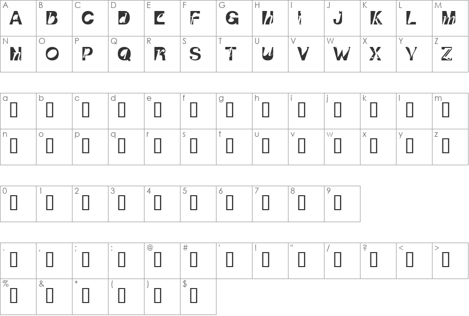 DrMr font character map preview