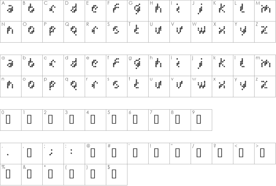 DrNO font character map preview