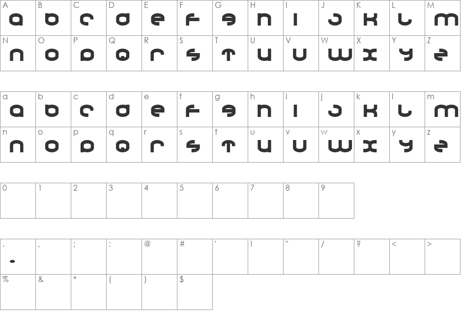 Dronecat font character map preview