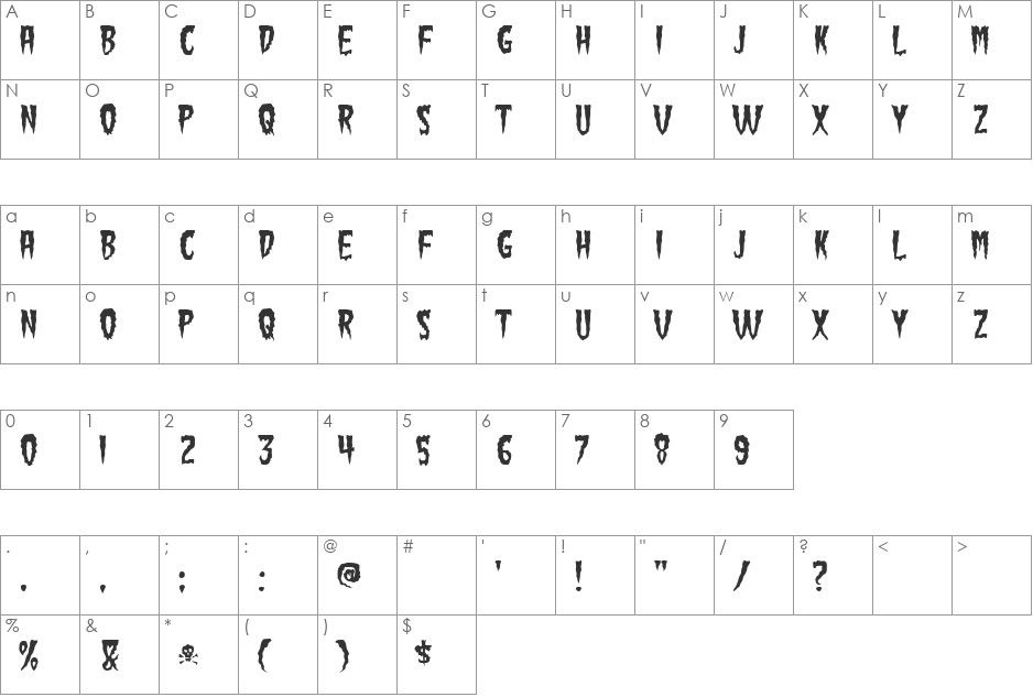 Drooper font character map preview