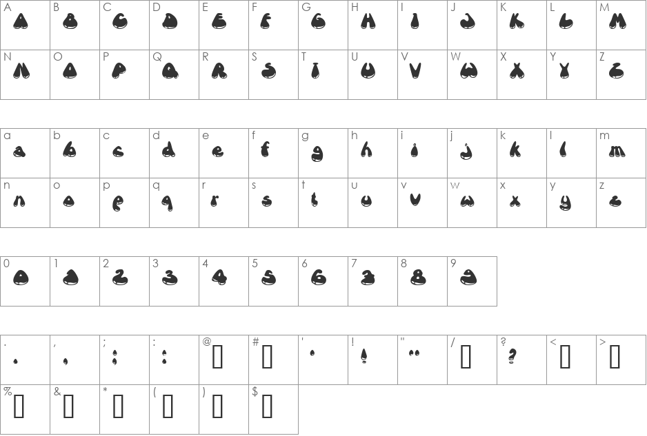 DROOPY font character map preview