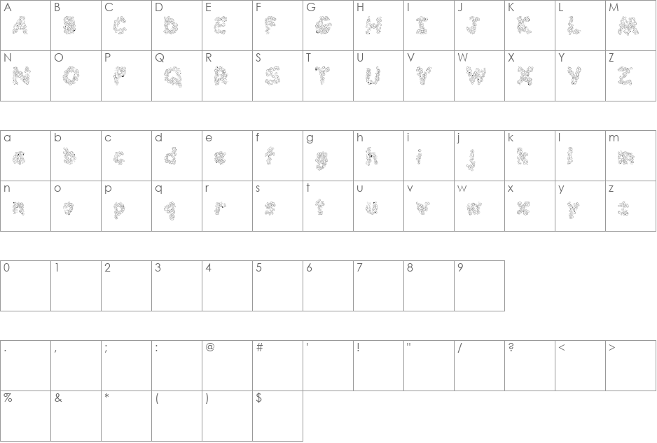 Dropic font character map preview
