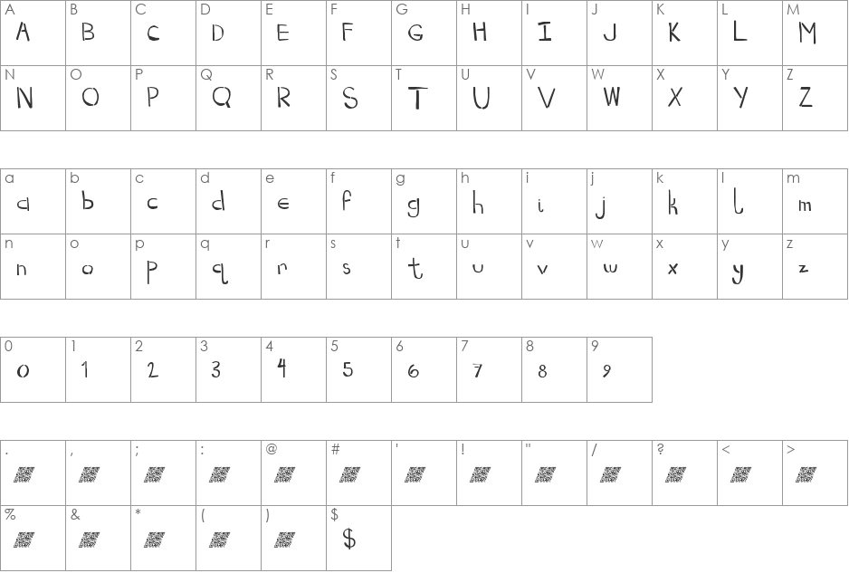 DropKickMB font character map preview