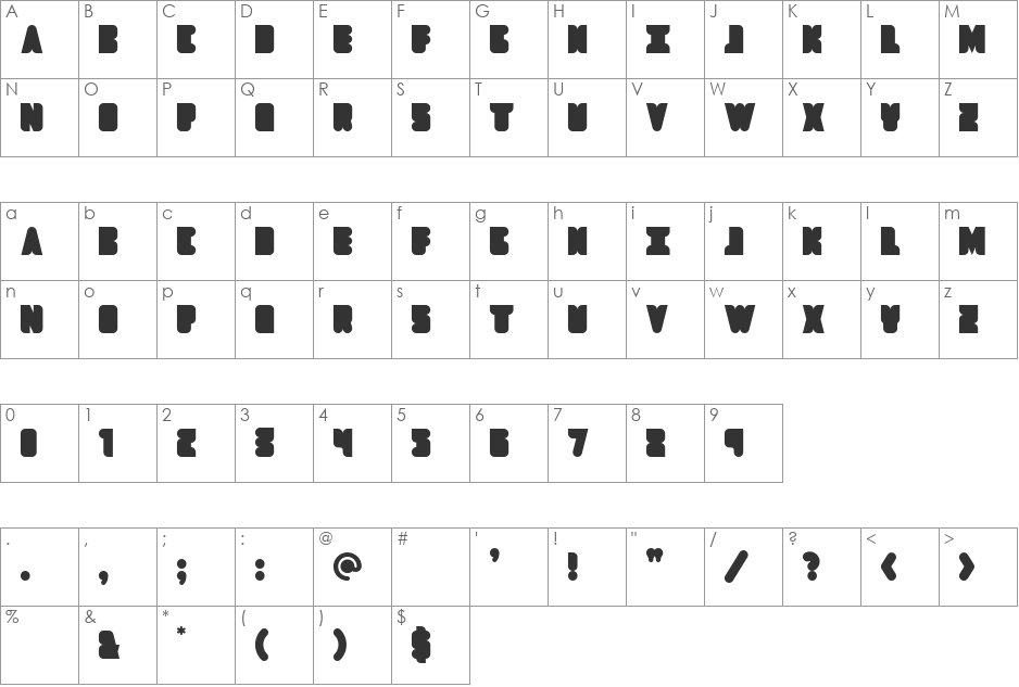 Dropship font character map preview