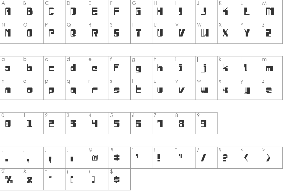 Drosselmeyer Shadow font character map preview