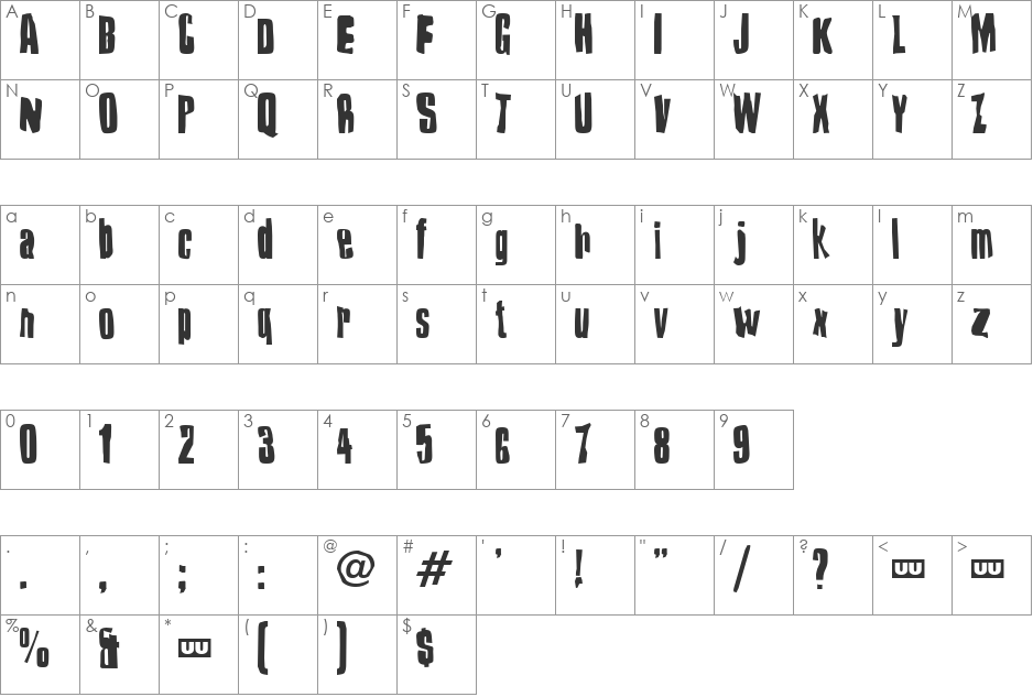 Druillet font character map preview