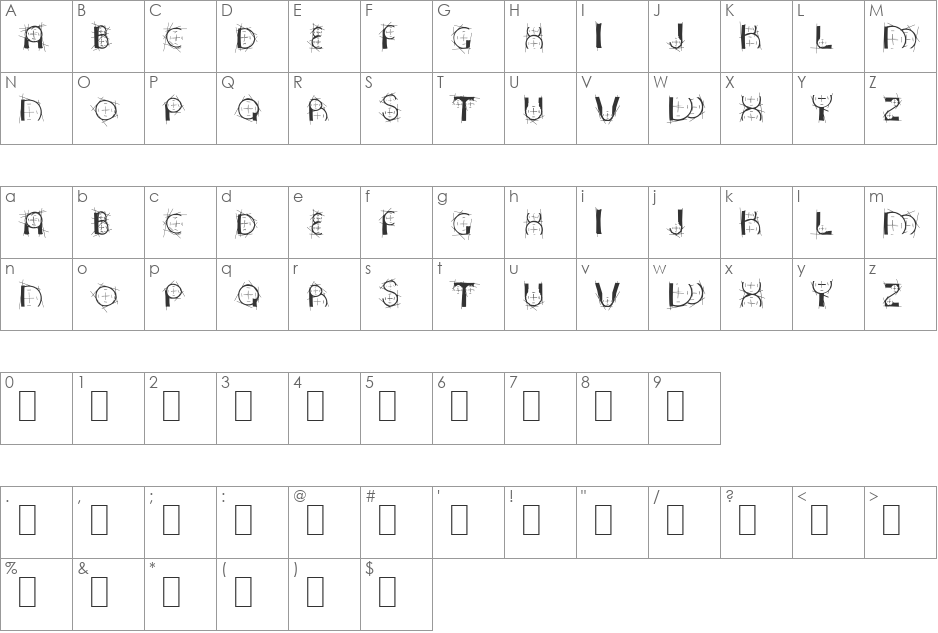 Drunken font character map preview