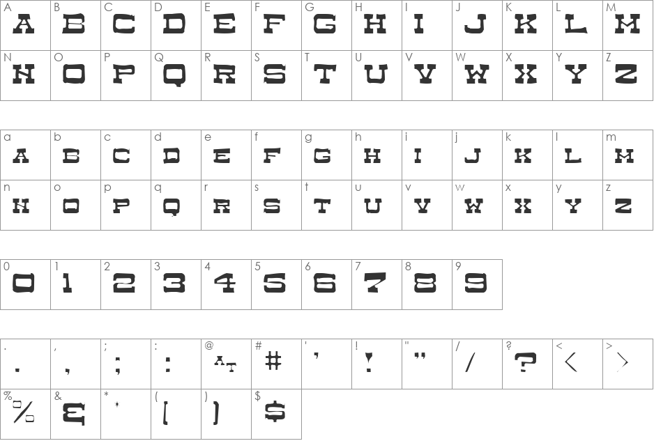 Dry Goods Antique SmC JL font character map preview