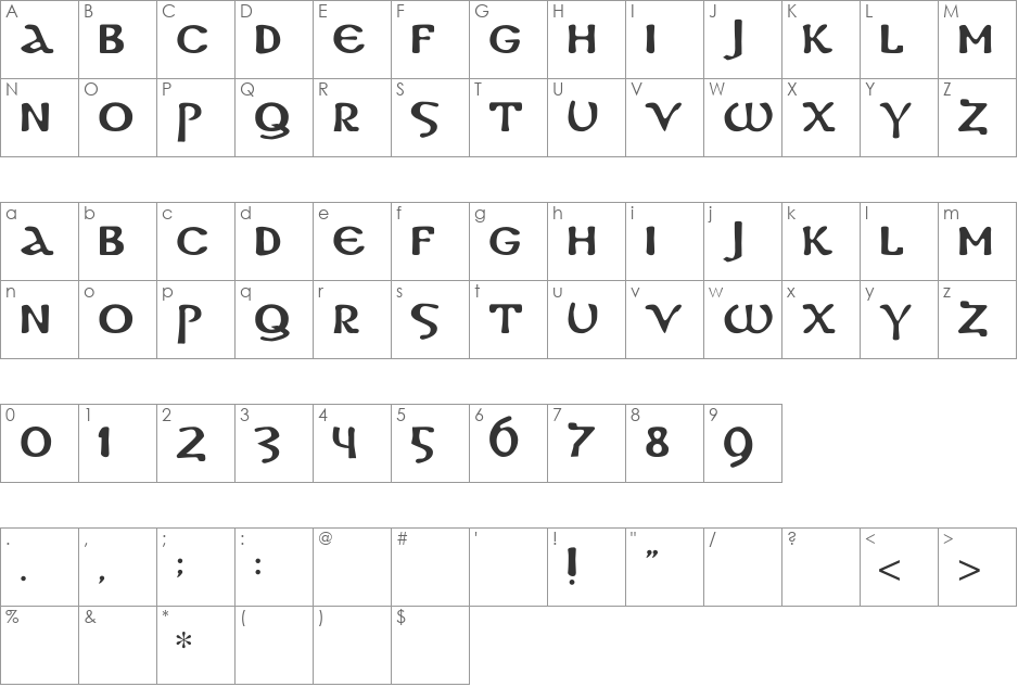 DS Coptic font character map preview