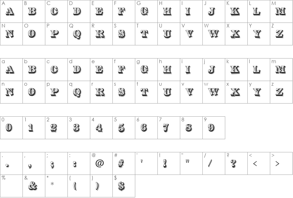 DS Diamond Inlay font character map preview