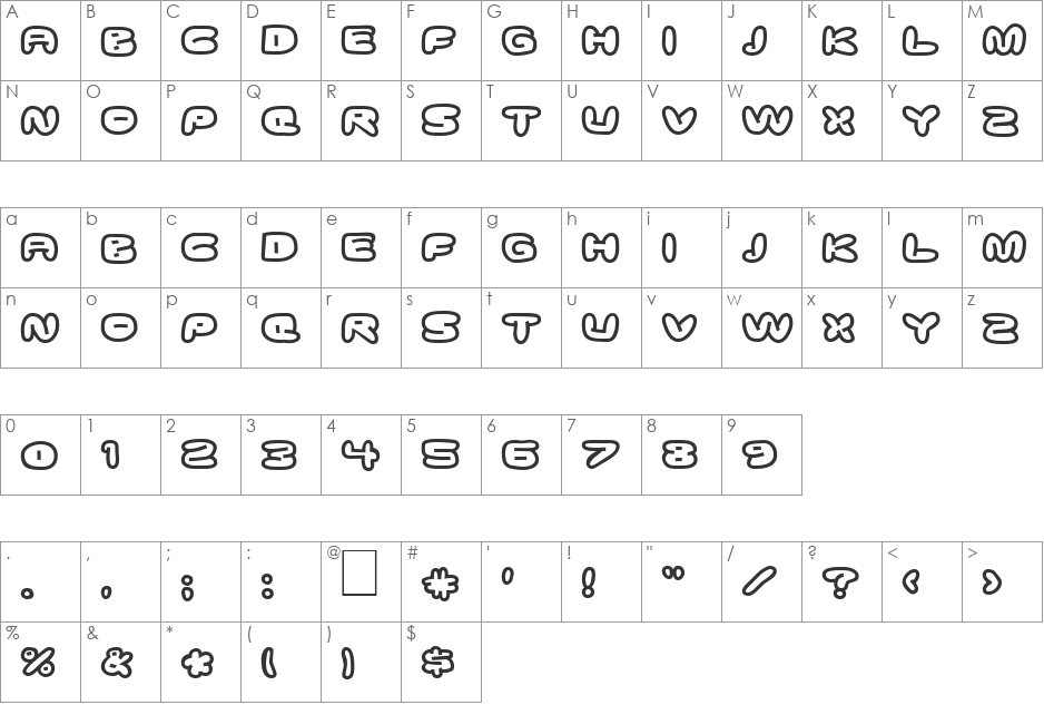 DS Down Cyr font character map preview